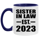 Sister In Law Established Est. 2023 - 11oz Accent Mug Purple
