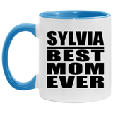 Sylvia Best Mom Ever - 11oz Accent Mug Blue