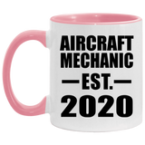 Aircraft Mechanic Established EST. 2020 - 11oz Accent Mug Pink
