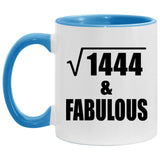 38th Birthday Square Root of 1444 & Fabulous - 11oz Accent Mug Blue