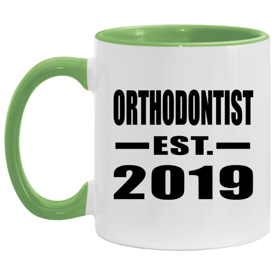 Orthodontist Established EST. 2019 - 11oz Accent Mug Green