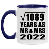 33rd Anniversary Square Root of 1089 Years As Mr & Mrs 2022 - 11oz Accent Mug Purple