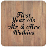 First Year As Mr & Mrs Watkins - Drink Coaster C