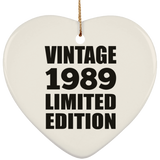 35th Birthday Vintage 1989 Limited Edition - Heart Ornament