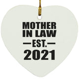 Mother In Law Established EST. 2021 - Heart Ornament