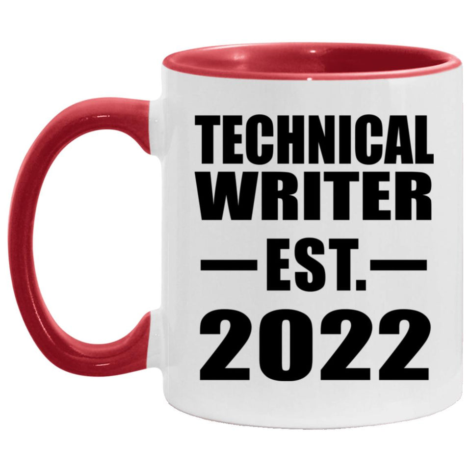 Technical Writer Established EST. 2022 - 11oz Accent Mug Red
