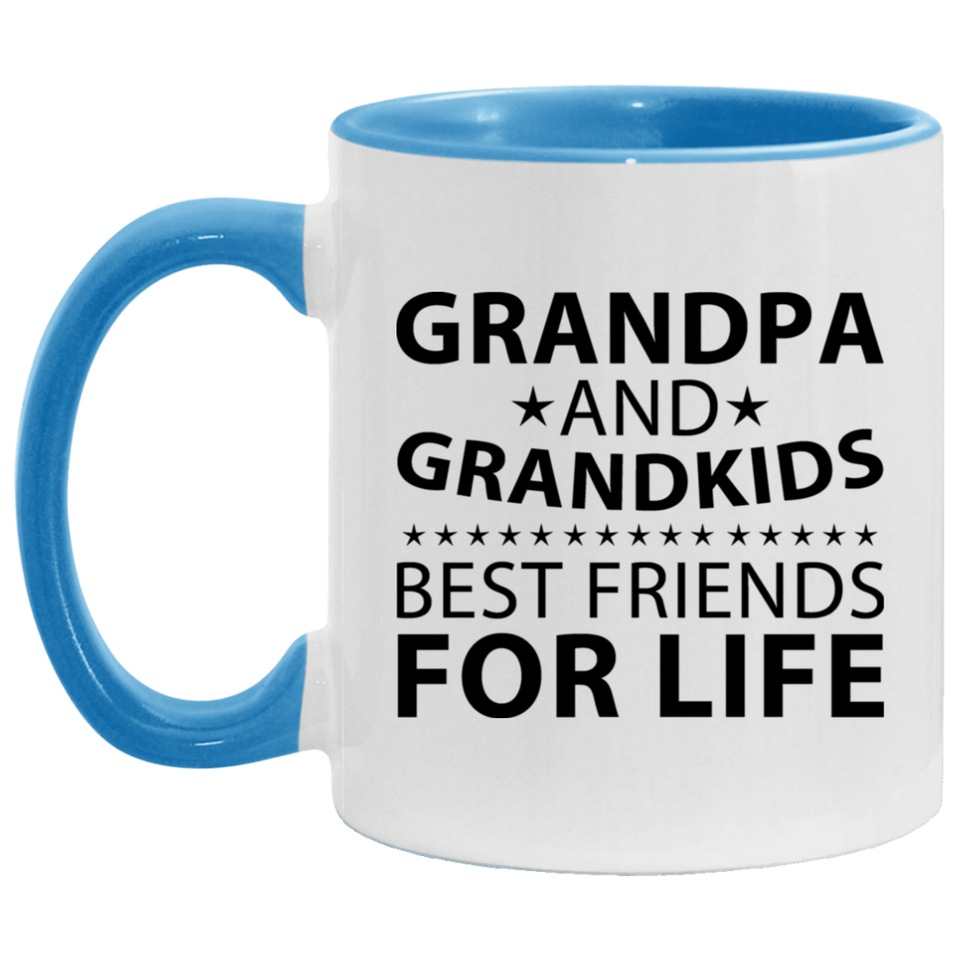 Grandpa and Grandkids, Best Friends For Life - 11oz Accent Mug Blue