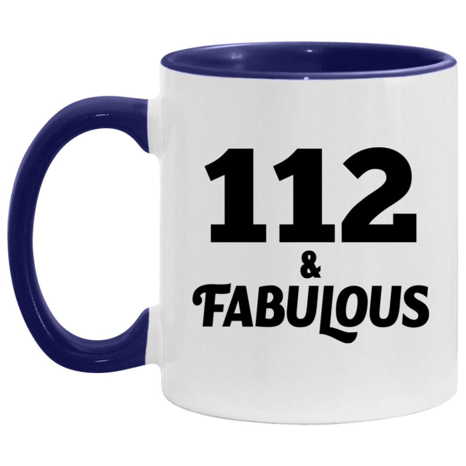 112th Birthday 112 & Fabulous - 11oz Accent Mug Purple