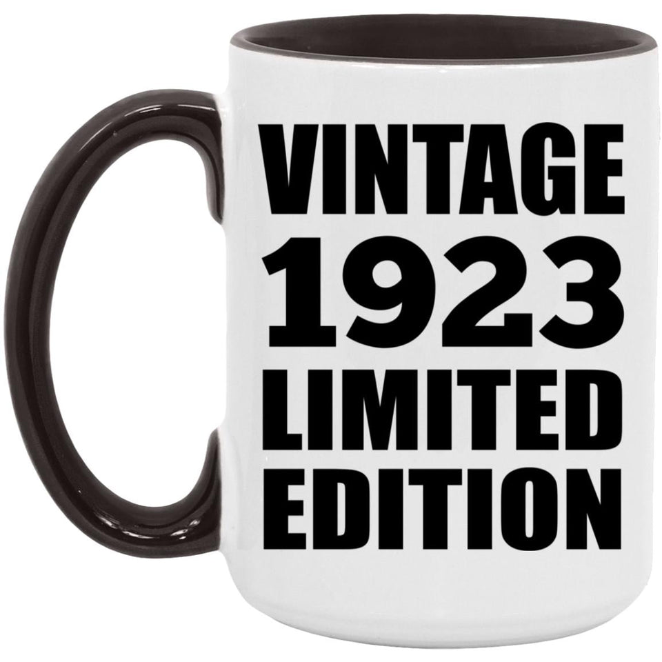 101st Birthday Vintage 1923 Limited Edition - 15oz Accent Mug Black