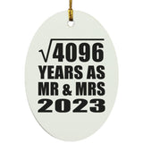 64th Anniversary Square Root of 4096 Years As Mr & Mrs 2023 - Oval Ornament
