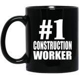 Number One #1 Construction Worker - 11 Oz Coffee Mug Black