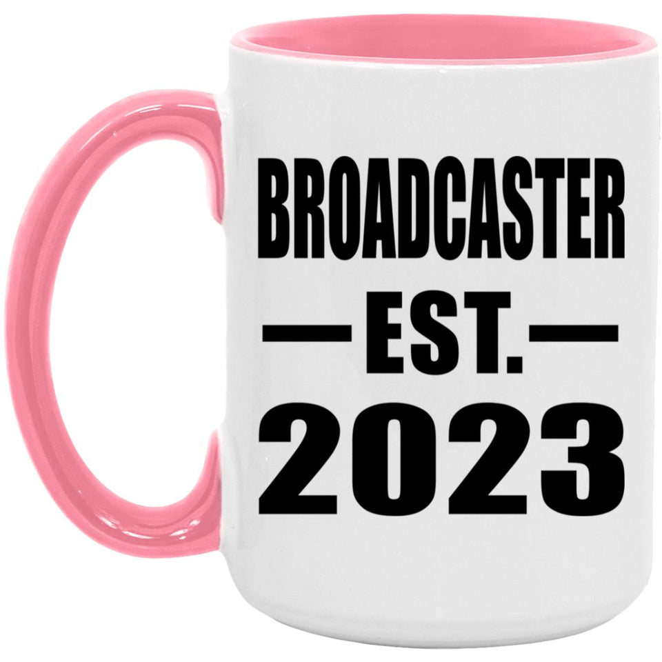 Broadcaster Established EST. 2023 - 15oz Accent Mug Pink