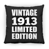 111th Birthday Vintage 1913 Limited Edition - Throw Pillow Black