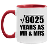 95th Anniversary Square Root of 9025 Years As Mr & Mrs - 11oz Accent Mug Red