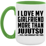 I Love My Girlfriend More Than Jujutsu - 15oz Accent Mug Green