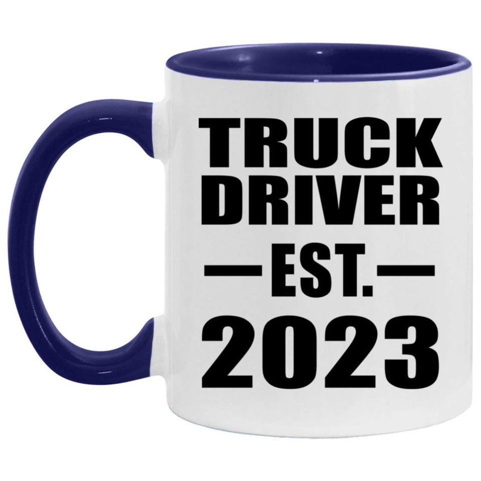 Truck Driver Established Est. 2023 - 11oz Accent Mug Purple