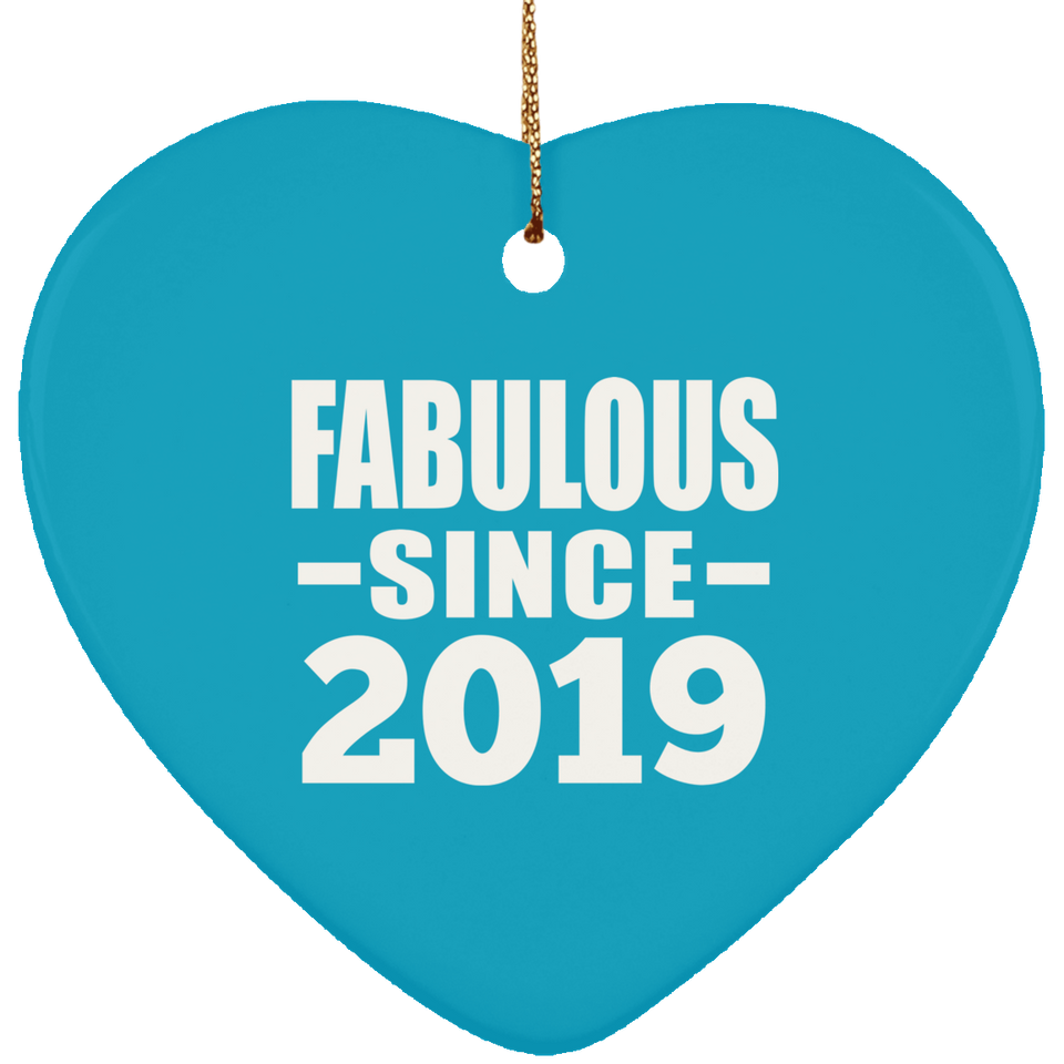 5th Birthday Fabulous Since 2019 - Heart Ornament