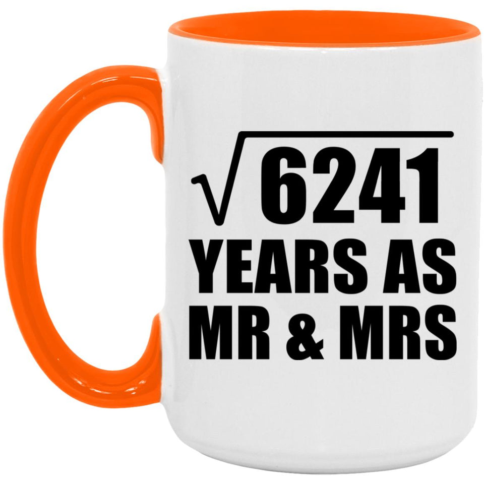 79th Anniversary Square Root of 6241 Years As Mr & Mrs - 15oz Accent Mug Orange
