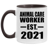 Animal Care Worker Established EST. 2021 - 11oz Accent Mug Black