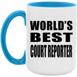 World's Best Court Reporter - 15oz Accent Mug Blue