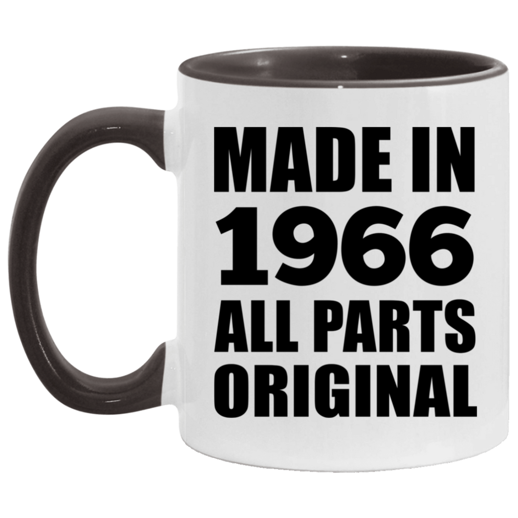 58th Birthday Made in 1966 All Parts Original - 11oz Accent Mug Black