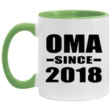 Oma Since 2018 - 11oz Accent Mug Green