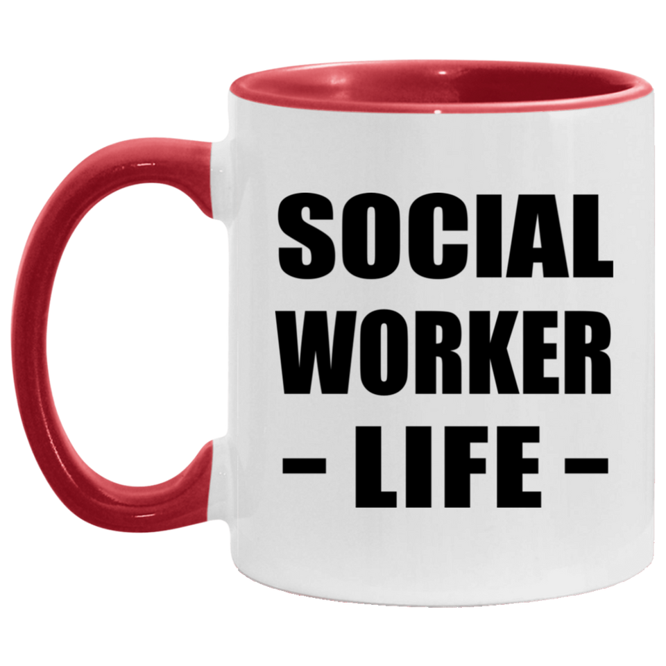 Social Worker Life - 11oz Accent Mug Red