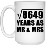 93rd Anniversary Square Root of 8649 Years As Mr & Mrs - 15oz Coffee Mug