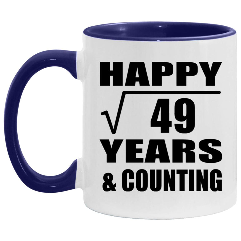 Happy 7th Anniversary Square Root of 49 Years & Counting - 11oz Accent Mug Purple