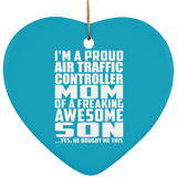 Proud Air Traffic Controller Mom Of Awesome Son - Heart Ornament