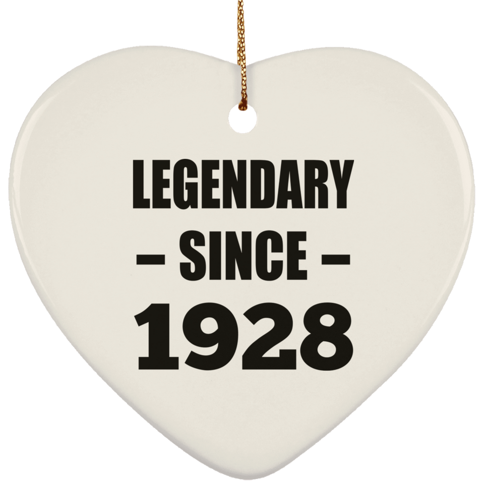 96th Birthday Legendary Since 1928 - Heart Ornament