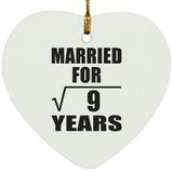 3rd Anniversary Married For Square Root of 9 Years - Heart Ornament