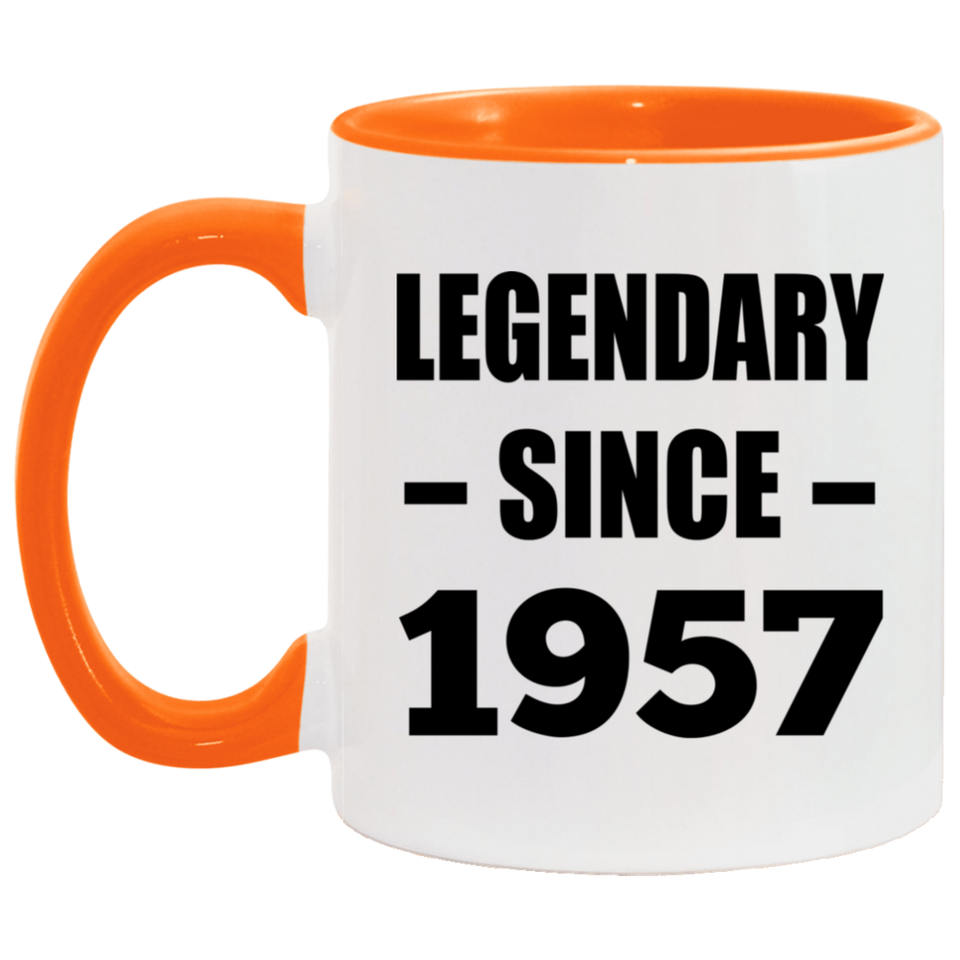 67th Birthday Legendary Since 1957 - 11oz Accent Mug Orange