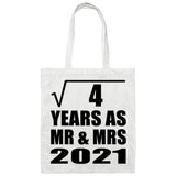 2nd Anniversary Square Root of 4 Years As Mr & Mrs 2021 - Tote Bag White