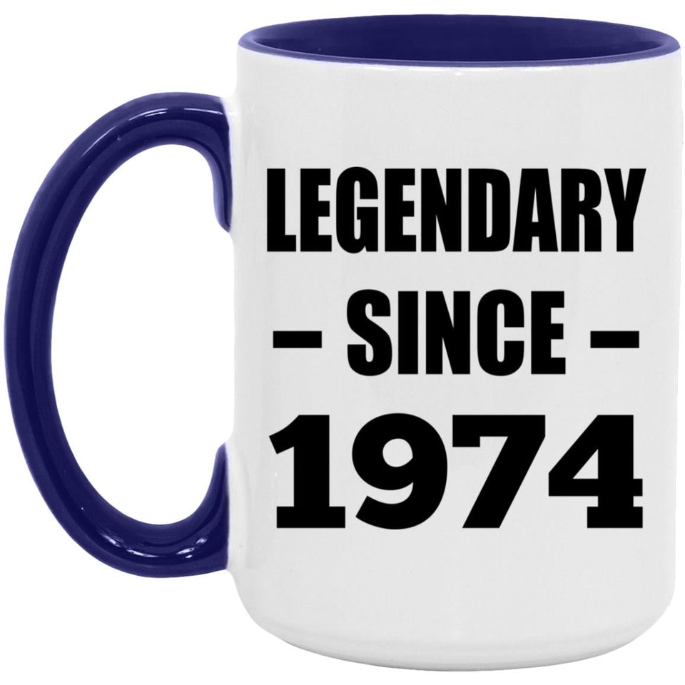 50th Birthday Legendary Since 1974 - 15oz Accent Mug Purple
