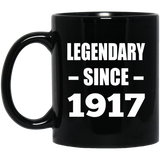 107th Birthday Legendary Since 1917 - 11oz Coffee Mug Black