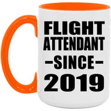 Flight Attendant Since 2019 - 15oz Accent Mug Orange