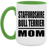 Staffordshire Bull Terrier Mom - 15oz Accent Mug Green