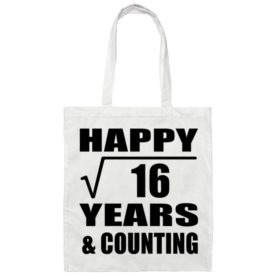 Happy 4th Anniversary Square Root of 16 Years & Counting - Tote Bag White