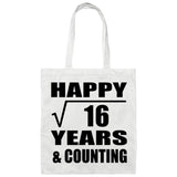 Happy 4th Anniversary Square Root of 16 Years & Counting - Tote Bag White