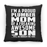 Proud Plumber Mom Of Awesome Son - Throw Pillow Black