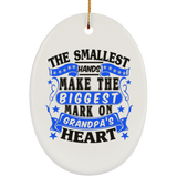 The Smallest Hands Make The Biggest Mark On Grandpa's Heart - Oval Ornament