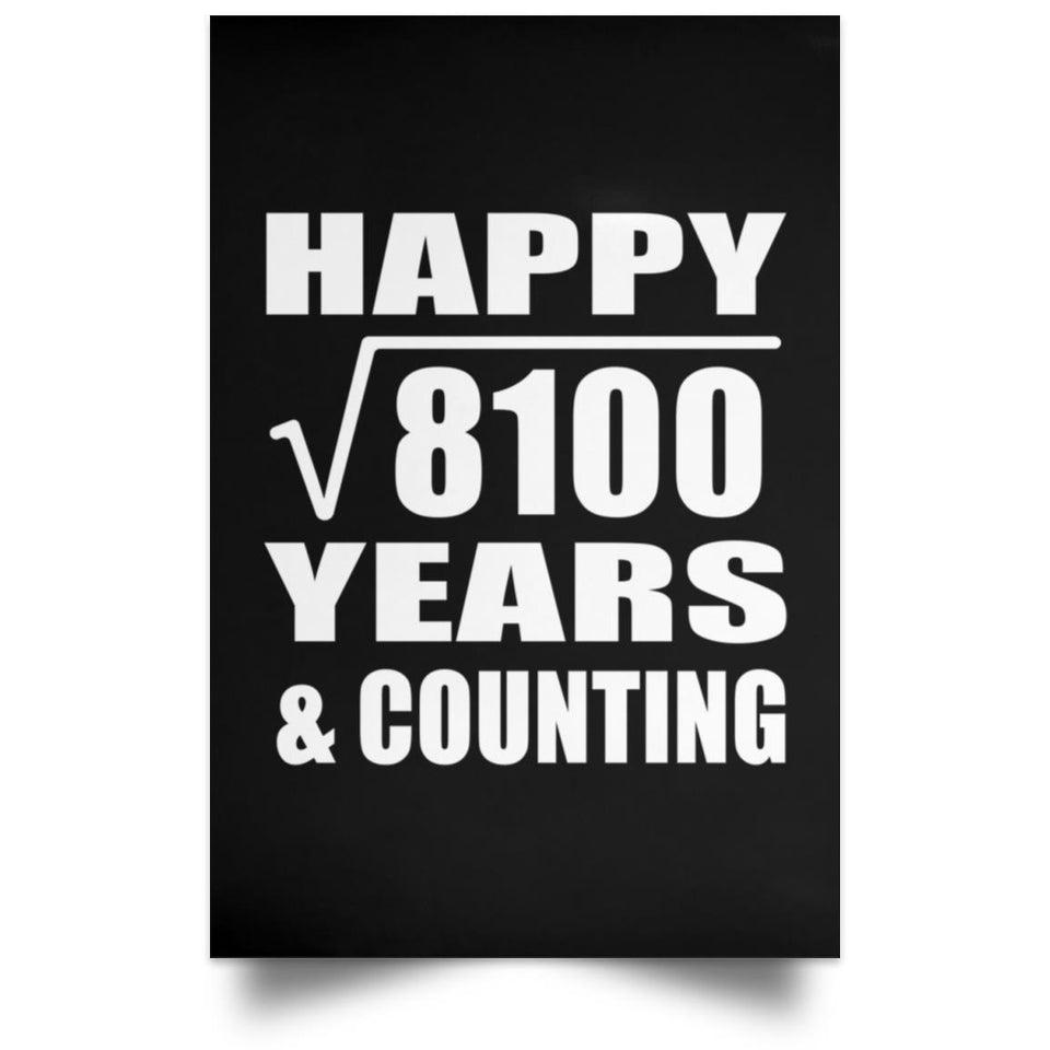 Happy 90th Anniversary Square Root of 8100 Years & Counting - Poster Portrait