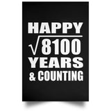 Happy 90th Anniversary Square Root of 8100 Years & Counting - Poster Portrait