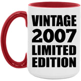 17th Birthday Vintage 2007 Limited Edition - 15oz Accent Mug Red