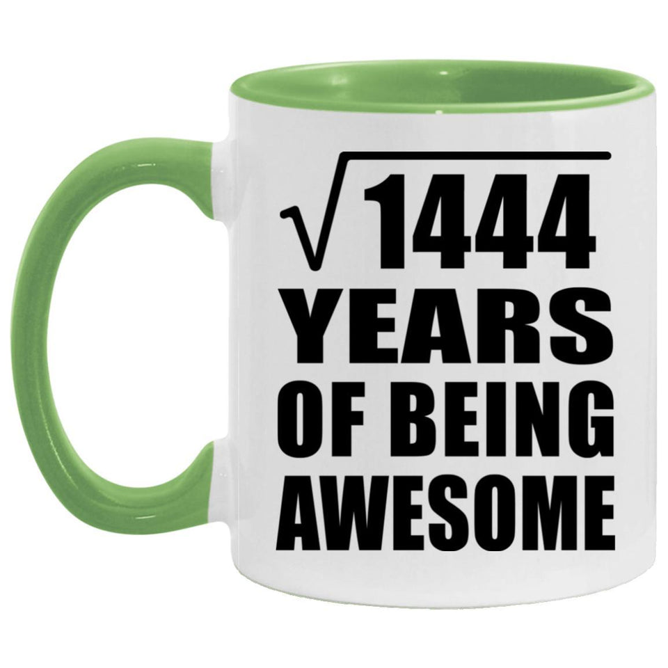38th Birthday Square Root of 1444 Years of Being Awesome - 11oz Accent Mug Green