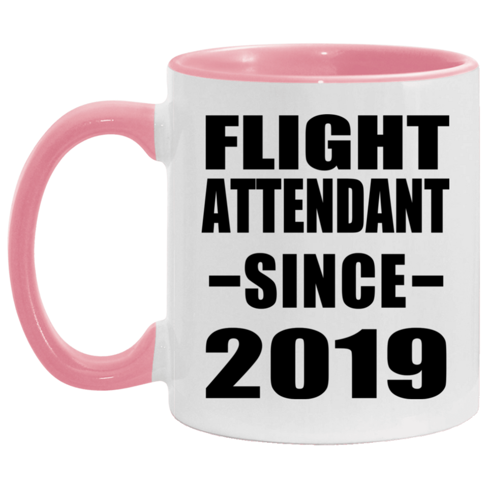 Flight Attendant Since 2019 - 11oz Accent Mug Pink