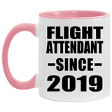 Flight Attendant Since 2019 - 11oz Accent Mug Pink