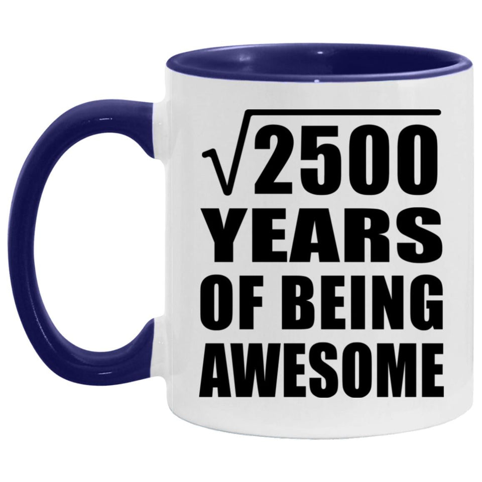 50th Birthday Square Root Of 2500 Years Of Being Awesome - 11oz Accent Mug Purple