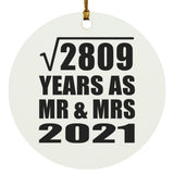 53rd Anniversary Square Root of 2809 Years As Mr & Mrs 2021 - Circle Ornament
